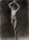 FRENCH SCHOOL, 19TH-CENTURY Group of 4 black chalk academic drawings.